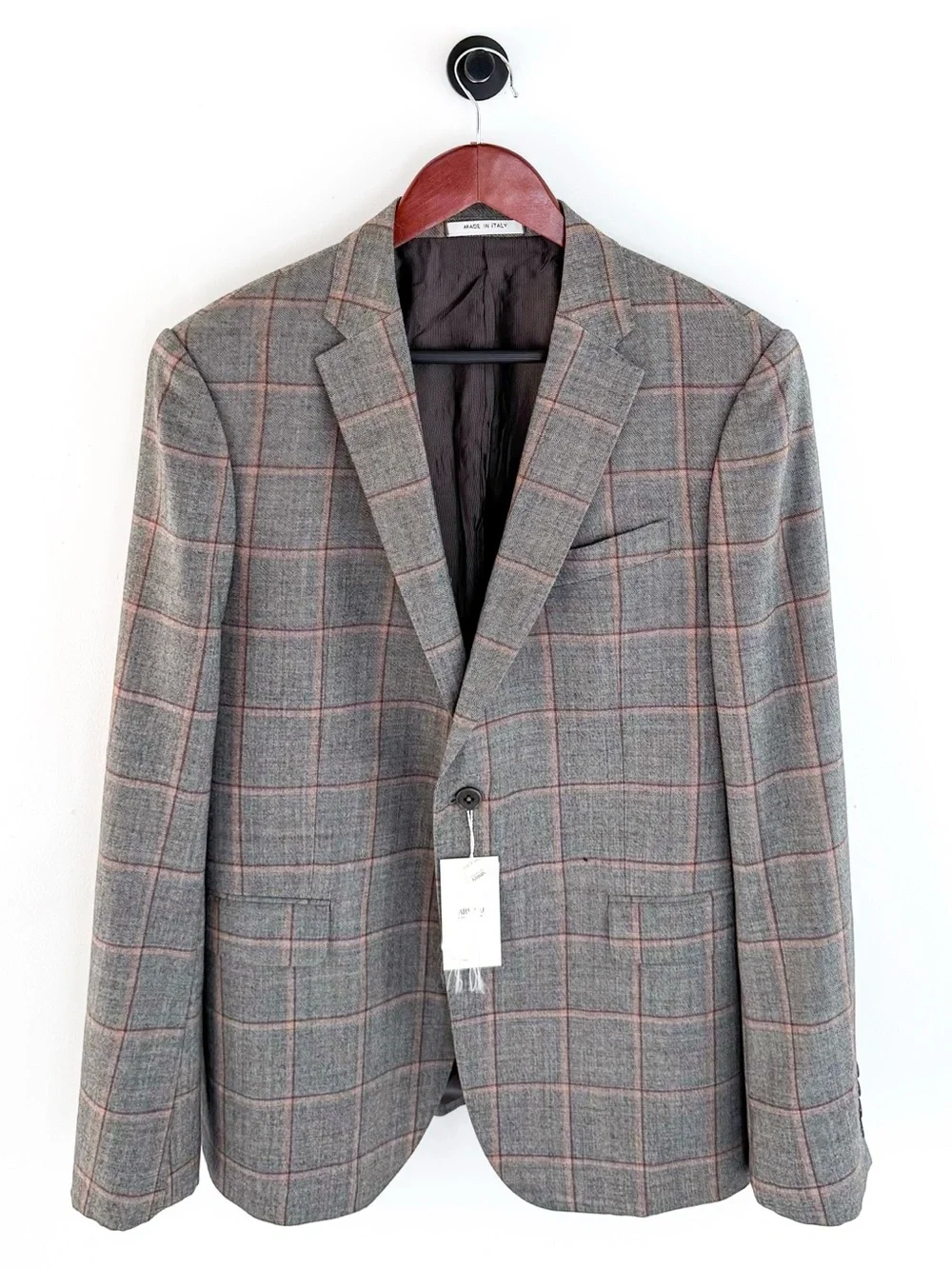 NWT NEW Armani Collezioni Gray Plaid Italian Wool Sport Coat Windowpane 40R